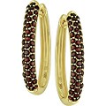 10k Yellow Gold Garnet Hoop Earrings