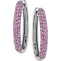 10k White Gold and Pink Sapphire Hoop Earrings