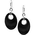 Sterling Silver Oval Black Onyx Hook Earrings