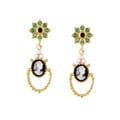 Chateau D' Argent Sterling Silver Emerald and Onyx Cameo Earrings