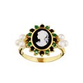 Chateau D' Argent Silver Vermeil Emerald and Black Onyx Cameo Ring
