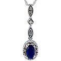 10k White Gold Blue Sapphire and Diamond Necklace