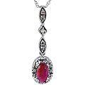 10k White Gold Ruby Diamond Necklace