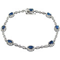 10k White Gold Blue Sapphire Diamond Bracelet