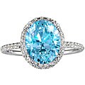 14k White Gold 1/2ct TDW Diamond Blue Topaz Ring (J/K, I2/I3)