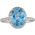 14k White Gold 1/2ct TDW Diamond Blue Topaz Ring (J/K, I2/I3)