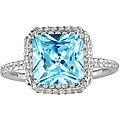 14k White Gold 1/2ct TDW Blue Topaz Diamond Ring (J/K, I2/I3 )