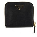 Prada Black Saffiano Leather Zip French Wallet