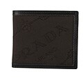 Prada Men's Brown Logo Jacquard Bi-fold Wallet