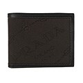 Prada Men's Dark Brown Logo Jacquard Bi-fold Wallet