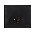 Prada Women's Black Saffiano Leather Tri-fold Wallet
