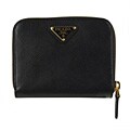 Prada Women's Black Saffiano Leather Zip Bi-fold Wallet