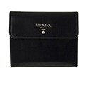 Prada Women's Black Smooth Leather Tri-fold Wallet