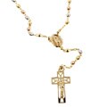 14k Yellow Gold Tri-color Rosary Necklace