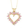 14k Gold Pink Sapphire and Diamond Heart Necklace