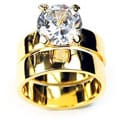 14k Yellow Gold Overlay CZ Wedding Ring Set