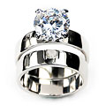14k White Gold Overlay Diamonness Bridal Rings Set