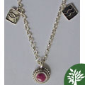 Sterling Silver Charm and Ruby Necklace (Israel)