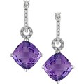 10k Gold Amethyst and 1/6ct TDW Diamond Earrings