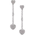 14k White Gold Diamond Accent Heart Drop Earrings