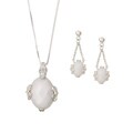 Chateau D' Argent Sterling Silver Genuine White Agate Jewelry Set