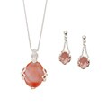 Chateau D' Argent Sterling Silver Strawberry Quartz Jewelry Set