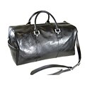 Torino 19-inch Black Leather Duffel Bag
