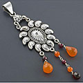 Sterling Silver Carnelian and Garnet Pendant (India)