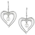 14k Gold Freshwater Pearl Heart Earrings