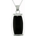 Sterling Silver Rectangular Black Onyx Necklace