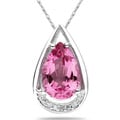 10k White Gold Pink Topaz and Diamond Necklace