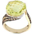 18k Gold Lemon Quartz and 1/6ct TDW Diamond Ring
