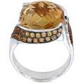 18k White Gold Citrine and 1/10ct TDW Diamond Ring