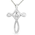 14k Gold 1/10ct TDW Diamond Cross Necklace (HI, SI2-I1)