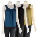 August Silk Women's Sleeveless Scoop Pleated Shirt