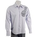 191 Unlimited Men's Blue Textured Stripe Woven Shirt