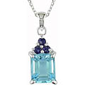 Sterling Silver Blue Topaz and Tanzanite Necklace