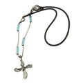 D & G Blue Cross Stone Pendant Weaved Necklace