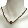 14k Gold Smokey Quartz and FW Pearl Necklace