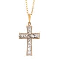 14k Two-tone Gold 3-D Cross Necklace