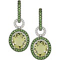 14k White Gold Lemon Quartz and Tsavorite Earrings