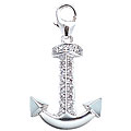 14k White Gold 1/10ct TDW Diamond Anchor Charm