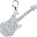 14k White Gold 1/10ct TDW Diamond Guitar Charm