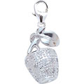 14k White Gold 1/10ct TDW Diamond Apple Charm