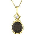 10k Gold Smokey Quartz and Diamond Necklace (HIJ, I1-I2)