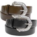 Adi Women's Rhinestone Accent Leather Belt