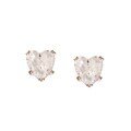14k White Gold Cubic Zirconia Heart Earrings