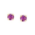 14k Yellow Gold Round Amethyst Stud Earrings