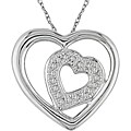 10k White Gold Diamond Heart in Heart Necklace