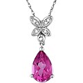 10k White Gold Diamond Pink Topaz Pendant